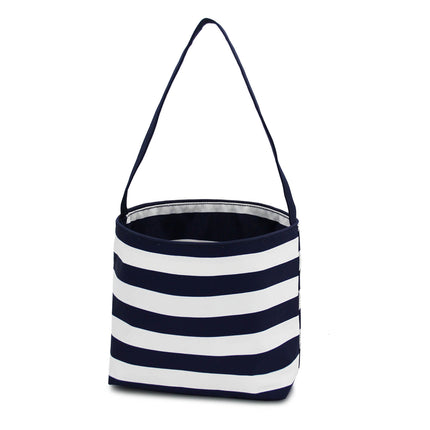 wholesale navy stripes polyester easter buckets for kids egg hunts