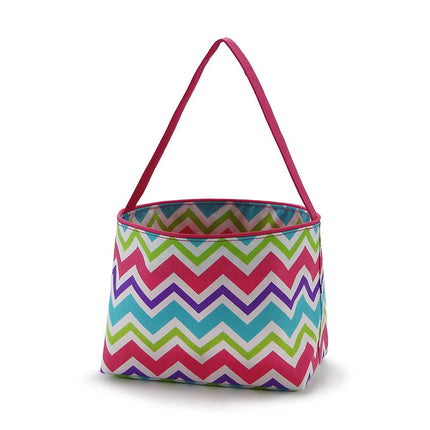 wholesale girl's chevron polyester easter buckets for kids egg hunts