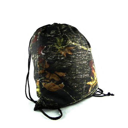 wholesale polyester woods camouflage drawstring backpack for gym use