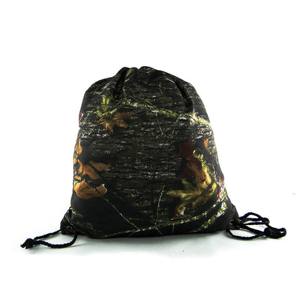 wholesale polyester woods camouflage drawstring backpack for gym use