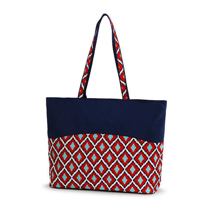 wholesale diamond tiles zip-top tote bag with printed polyester design