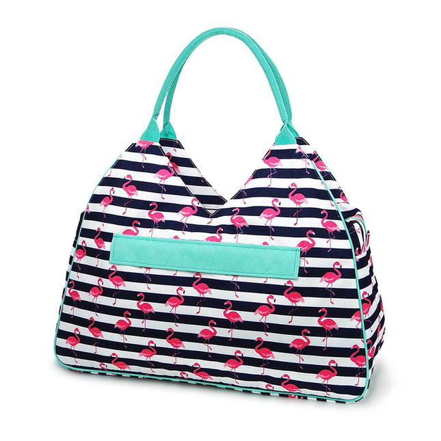 wholesale never-full beach bag with stripes and flamingos prints