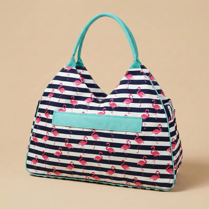 wholesale never-full beach bag with stripes and flamingos prints