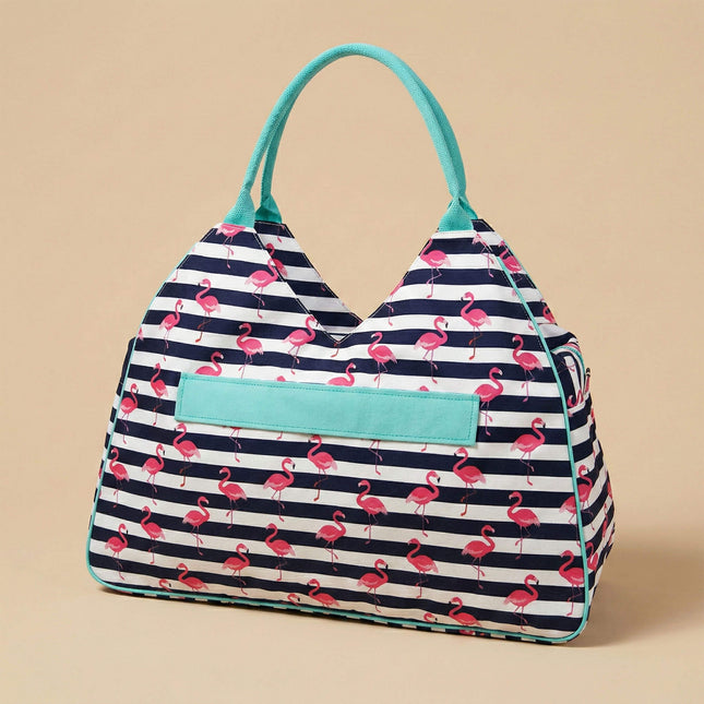 wholesale never-full beach bag with stripes and flamingos prints