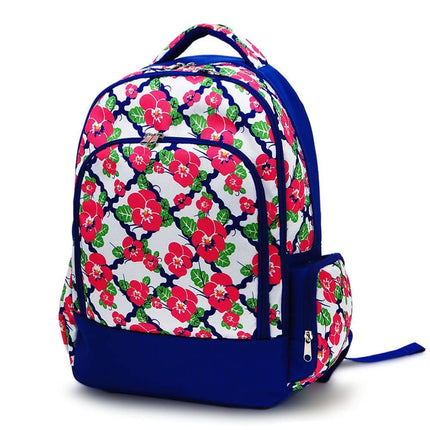 wholesale classic school backpack with balsamine prints