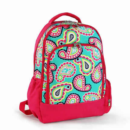 wholesale classic school backpack with min-hot pink paisley / hot pink trim